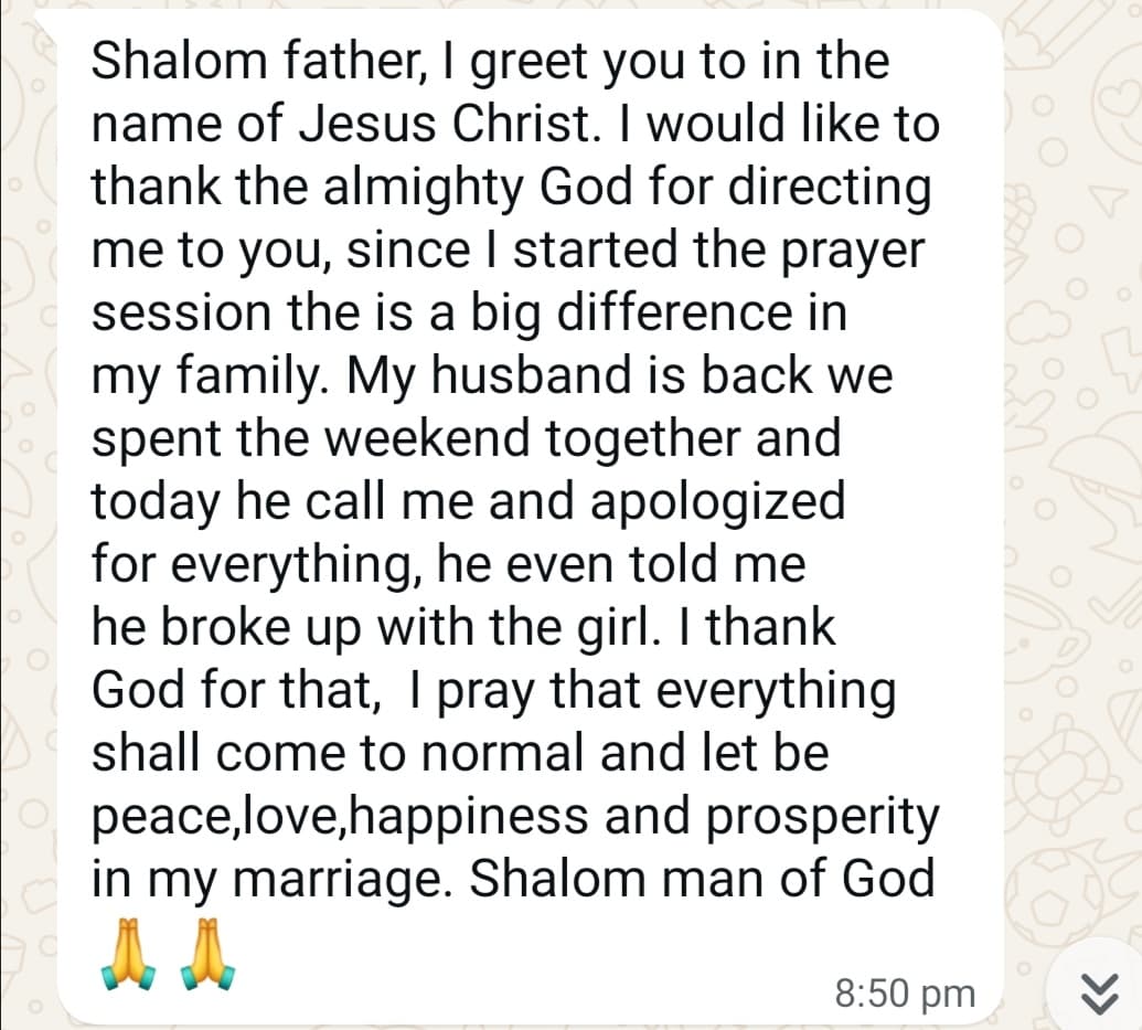 Written testimony of a marriage restored through prayer